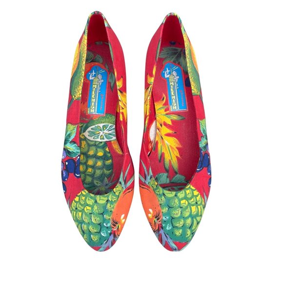 Vintage Milehigh by Diesel Tropical Red Flats Womens FLeather Sole Fruit 10 - Picture 2 of 14